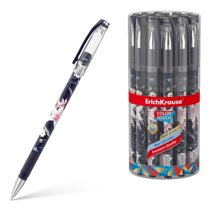 

Ручка шариковая ErichKrause ColorTouch Lily, узел 0.7 мм, грип, чернила синие