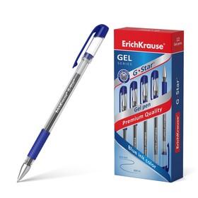 Ручка гелевая ErichKrause G-Star Classic, узел 0.5 мм, грип, чернила синие
