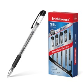 Ручка гелевая ErichKrause G-Star Classic, узел 0.5 мм, грип, чернила черные