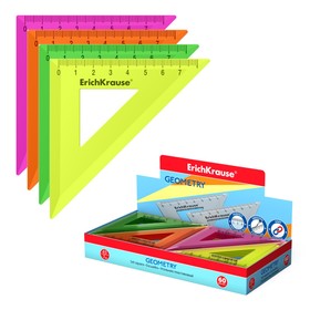 Треугольник 45°/7см ErichKrause Neon Solid, пластик, микс из 4 цветов, в коробке-дисплее