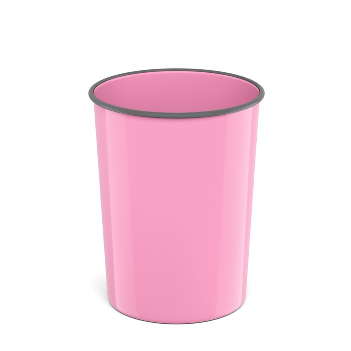 фото Корзина для бумаг 13.5л erichkrause pastel, литая, пластик, розовая