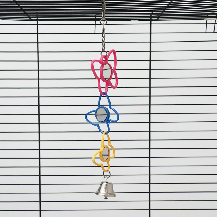 фото Игрушка для птиц "бабочки" с колокольчиком, 5,5 х 26 см, микс цветов longteng