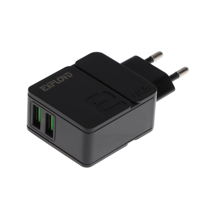 Сетевое зарядное устройство Exployd EX-Z-1430, 2 USB, 2.4 А, черное сетевое зарядное устройство exployd ex z 1430 2 usb 2 4 а черное