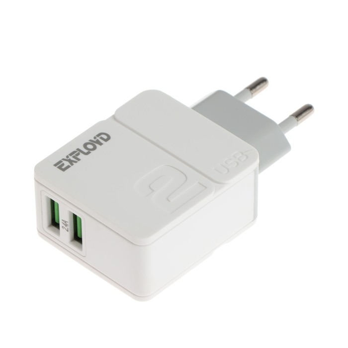 Сетевое зарядное устройство Exployd EX-Z-1431, 2 USB, 2.4 А, белое сетевое зарядное устройство exployd ex z 1126 белый