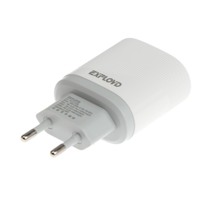

Сетевое зарядное устройство Exployd EX-Z-1439, 2 USB, 2.4 А, кабель Type-C, белое