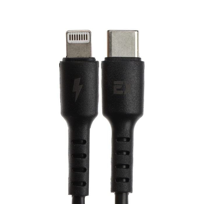 

Кабель Exployd EX-K-1234, Type-C-PD - Lightning, 3 А, 1 м, силикон, черный
