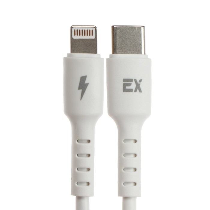 

Кабель Exployd EX-K-1235, Type-C-PD - Lightning, 3 А, 1 м, силикон, белый