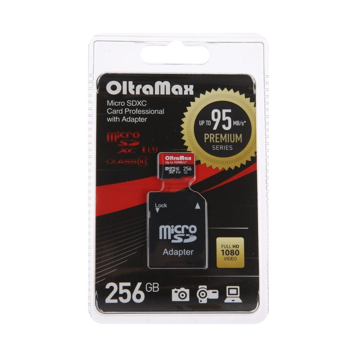 Карта памяти OltraMax microSD, 256 Гб, SDXC, UHS-1, класс 10, с адаптером SD цена и фото