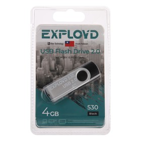 Флешка Exployd 530, 4 Гб, USB3.0, чт до 70 Мб/с, зап до 20 Мб/с, черная