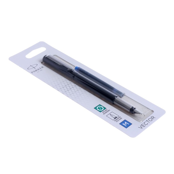 

Ручка перьевая Parker VECTOR STANDARD BLACK CT, средняя 1.0мм, блистер S0881041
