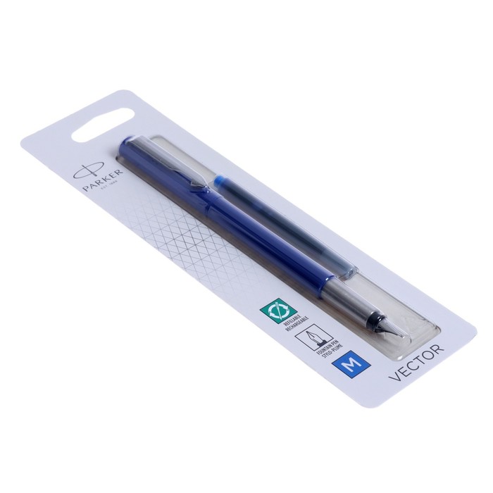 

Ручка перьевая Parker VECTOR STANDARD BLUE CT, средняя 1.0мм, блистер S0881011
