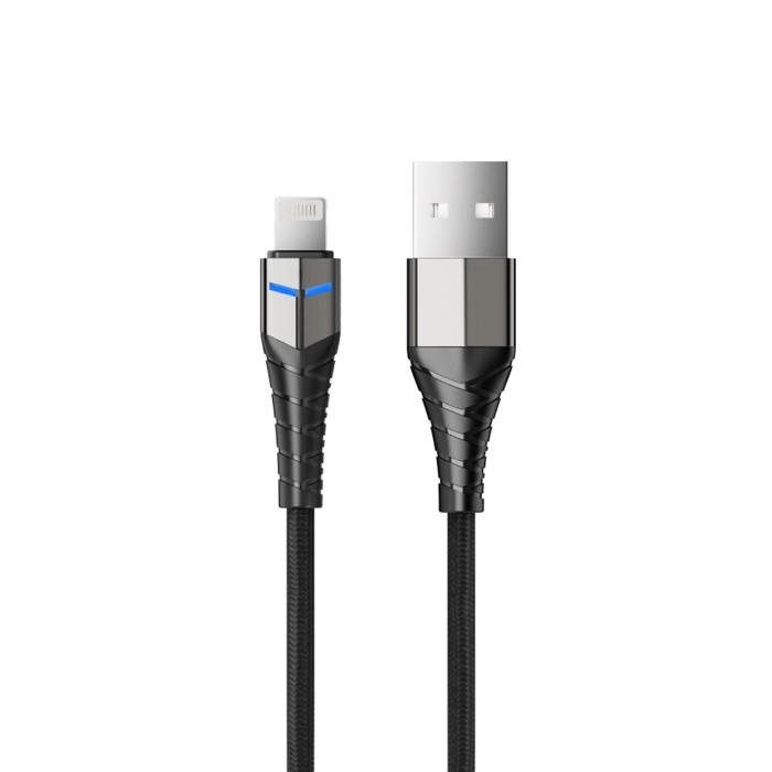 кабель accesstyle al24 f100led black gray al24 f100led black gray Кабель Accesstyle AL24-F100LED, Lightning - USB, 2.4 А, LED, быстрая зарядка, 1 м, черный