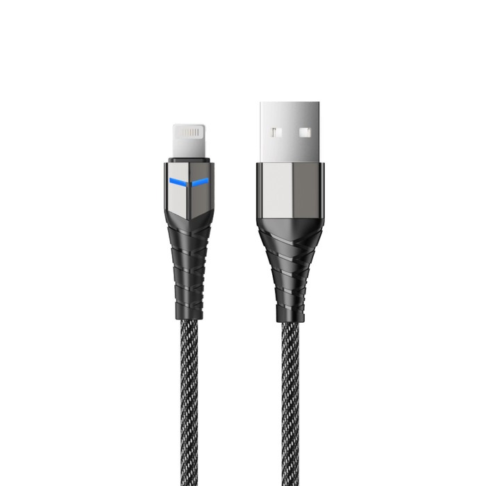 кабель accesstyle al24 f100led black gray al24 f100led black gray Кабель Accesstyle AL24-F100LED, Lightning - USB, 2.4А, LED, быстрая зарядка, 1м, черно-серый