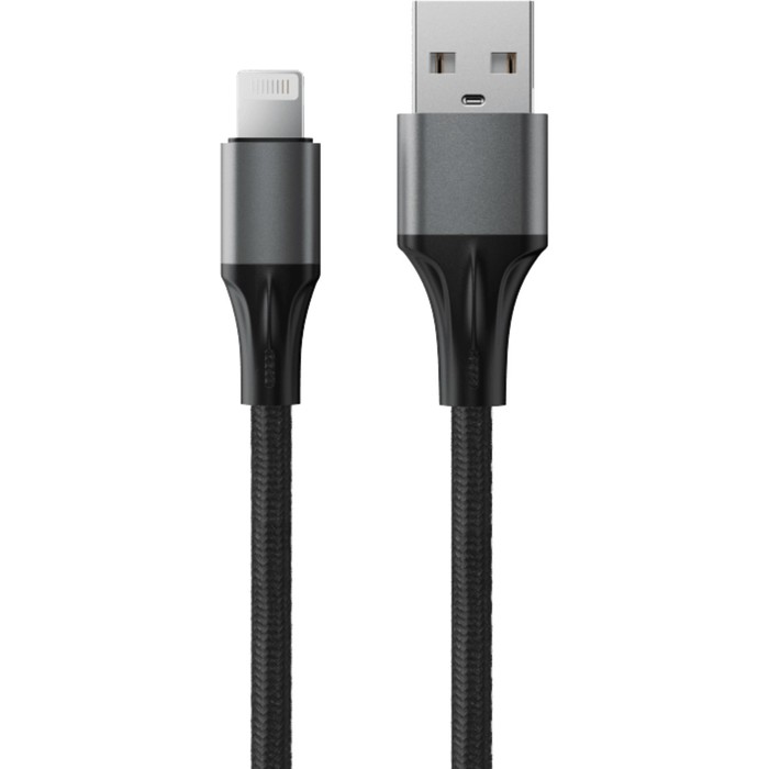 

Кабель Accesstyle AL24-F100M, Lightning - USB, 2.4 А, ткань, быстрая зарядка, 1 м, черный
