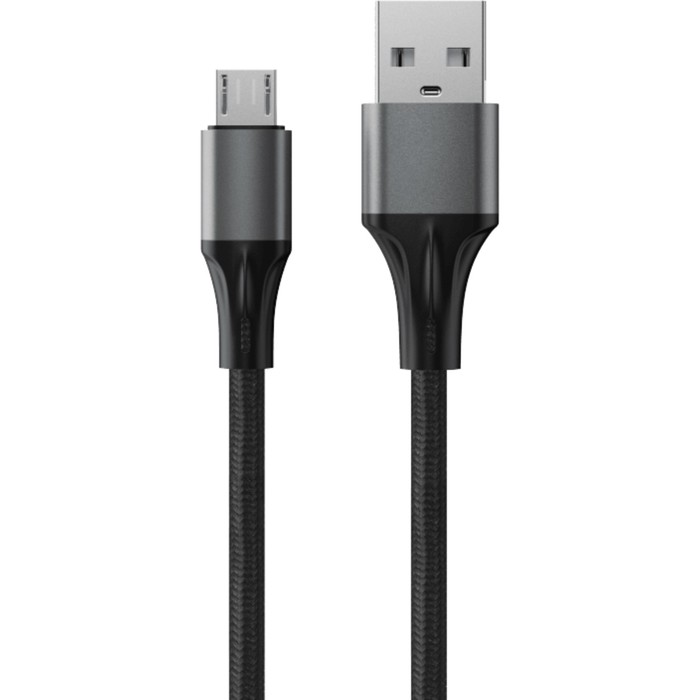 Кабель Accesstyle AM24-F100M, microUSB - USB, 2.4 А, ткань, быстрая зарядка, 1 м, черный кабель accesstyle am24 f100m microusb usb 2 4 а ткань быстрая зарядка 1м черно серый