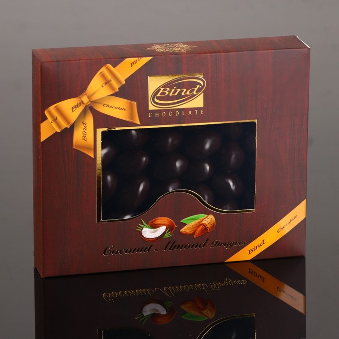 шоколадное драже малина в темном шоколаде 100 г Шоколадное драже Миндаль в шоколаде со вкусом кокоса, 100 г