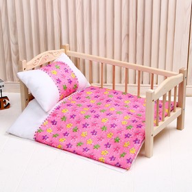 Кукольное постельное' Медузы на розовом с тесьмой'простынь,одеяло,46*36,подушка 23*17 Ош