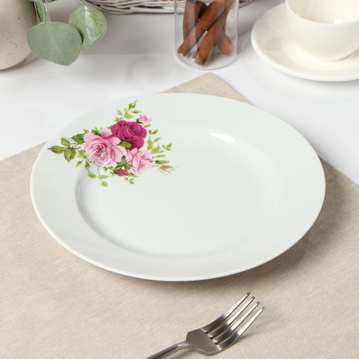 Тарелка фарфоровая «Маркиза», d=24 см, белая тарелка фарфоровая идиллия d 24 см белая