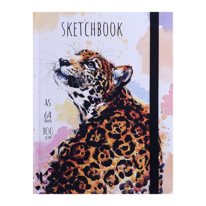 

Скетчбук А5, 64 листа "Leopard", твёрдая обложка, ламинация Soft-Touch, на резинке, тонированный блок 100 г/м2