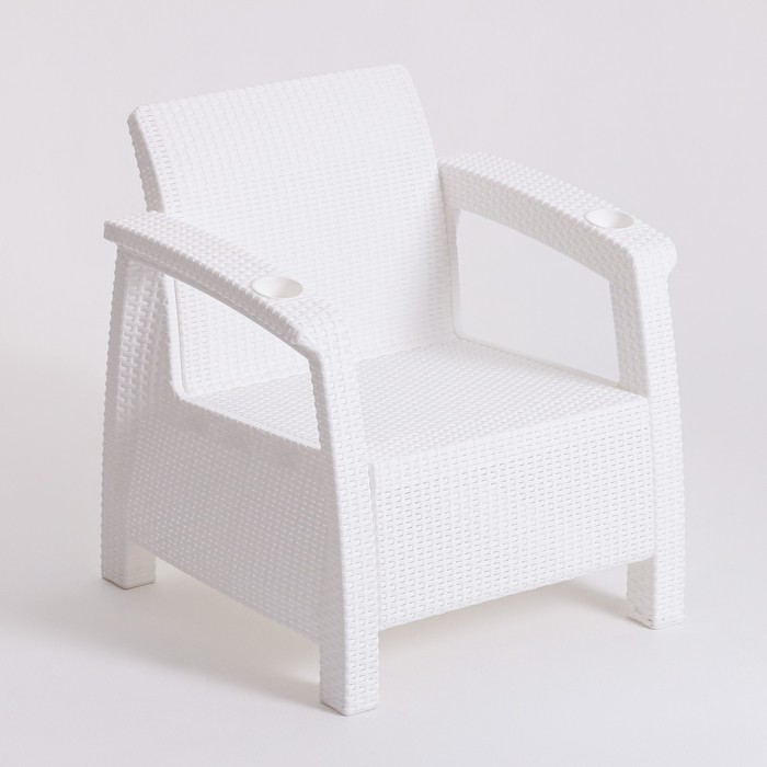 Комплект мебели: диван, 2 кресла, стол, белого цвета