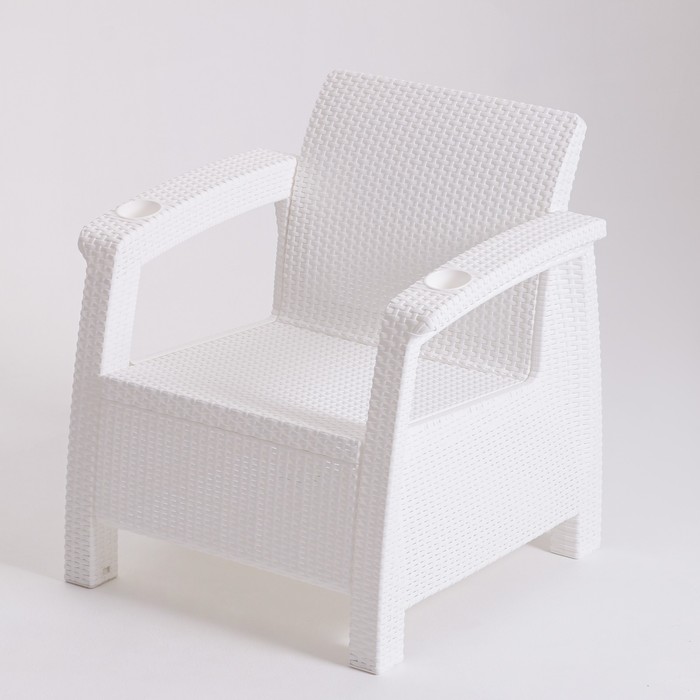 Комплект мебели: диван, 2 кресла, стол, белого цвета