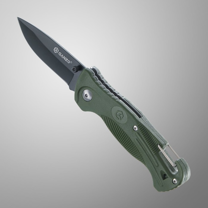 Нож складной "Ganzo" с зажимом и встроенным свистком, сталь - 420С, 7.5 см