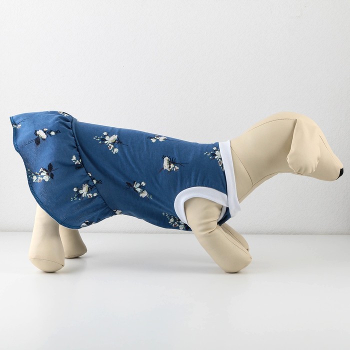 Платье для собак (кулирка), размер S, синее