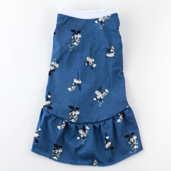 Платье для собак (кулирка), размер S, синее