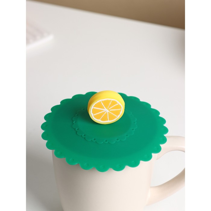 Крышка-непроливайка "Лимон" 11 см,  цвет зеленый