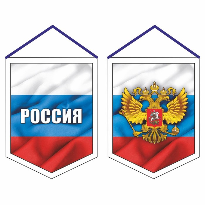 Вымпел Россия, 100 х 140 мм, двусторонний вымпел герб россия вид 3 100 х 140 мм двусторонний