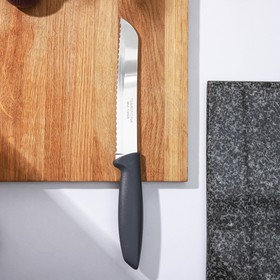 Нож кухонный "TRAMONTINA Plenus" для хлеба, лезвие 17,5 см, цвет серый