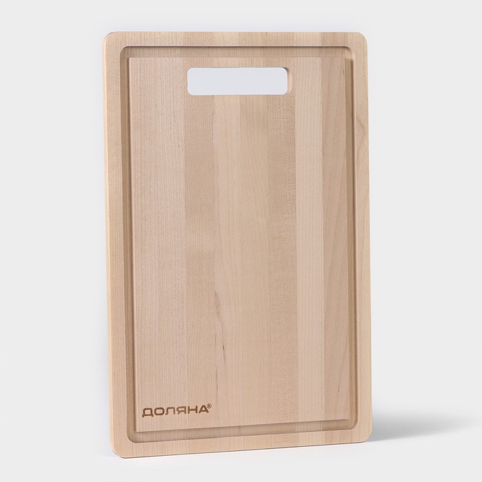 фото Доска разделочная "классика" с желобом, 30x20x0,8, массив березы доляна