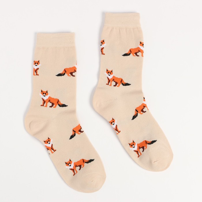 

Носки женские, цвет бежевый/лисы, размер 25-27 (40-42)