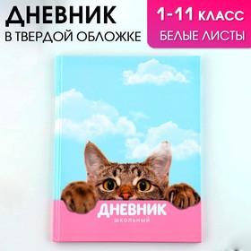 Дневник школьный для 1-11 класса, в твердой обложке, 40 л. "Котик"