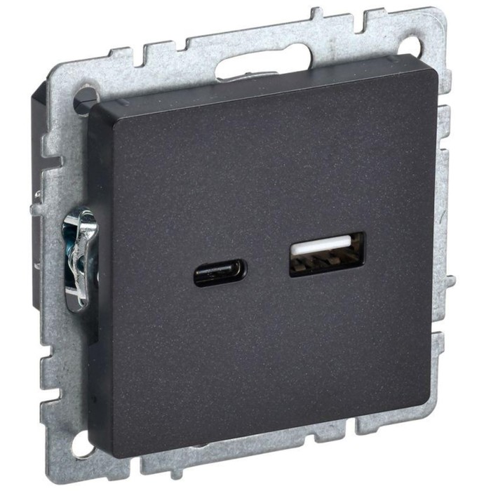 

Розетка IEK BR-U22-018-K02 BRITE, цвет чёрный
