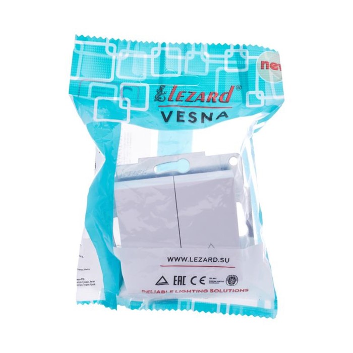 

Переключатель проходной LEZARD 742-0288-106 Vesna, СП, 2 клавиши, цвет белый
