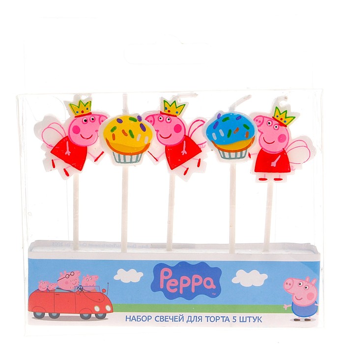 Набор свечей "Peppa Pig" с держателем, 5 штук