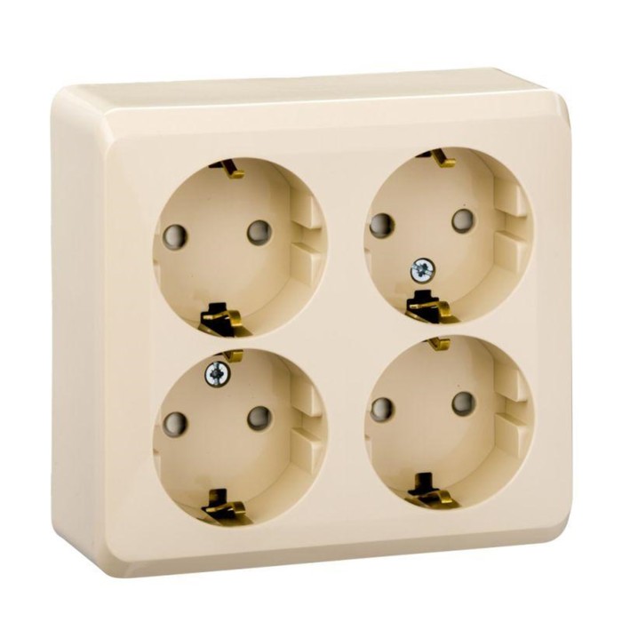 

Розетка SchE PA16-208K Этюд, ОП, 4 розетки, защитные шторки