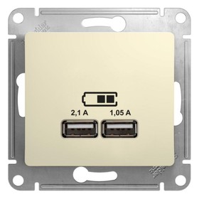 

Розетка USB SchE GSL000233 Glossa, СП, 2 розетки,СП Glossa A+A 5В/2