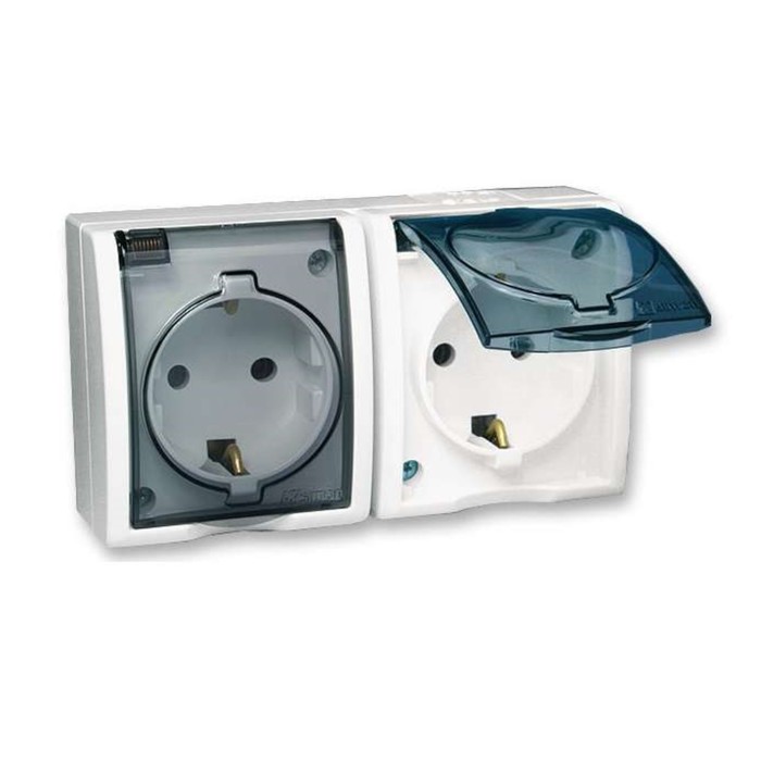 

Розетка Simon 1594443-030, ОП, 2 розетки, с заземлением