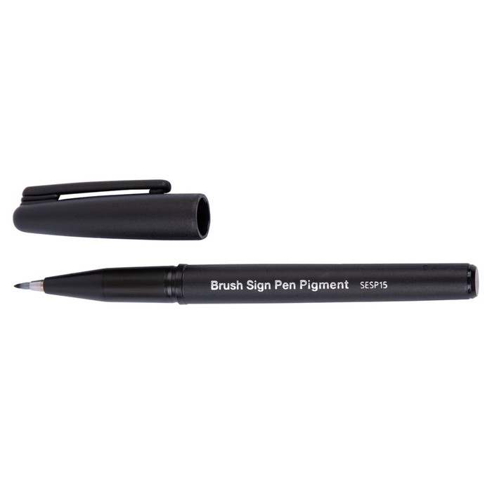 фото Фломастер-кисть для каллиграфии pentel brush sign pen pigment, 1,1 - 2,2 мм, чернила чёрные