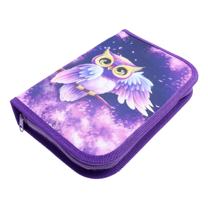 фото Пенал 3 секции, вкладка внутри, 140 х 210 мм, тканевый, calligrata block "совушка"
