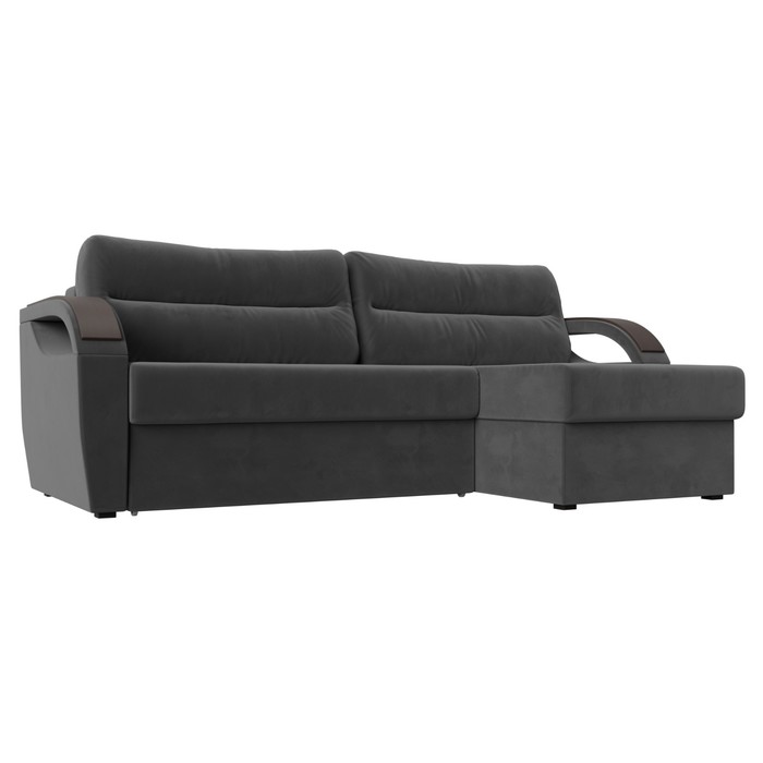 Угловой диван «Форсайт», правый угол, механизм еврокнижка, велюр, цвет серый