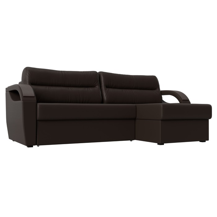 Угловой диван «Форсайт», правый угол, механизм еврокнижка, экокожа, цвет коричневый