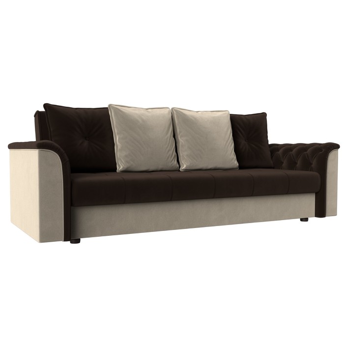 Прямой диван «Сиеста», механизм книжка, микровельвет, цвет коричневый / бежевый