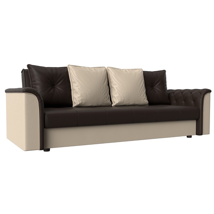 Прямой диван «Сиеста», механизм книжка, экокожа, цвет коричневый / бежевый прямой диван сиеста механизм книжка рогожка цвет серый коричневый