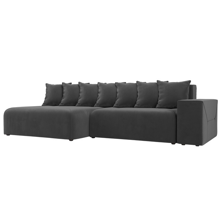 Угловой диван «Кёльн», левый угол, механизм пантограф, велюр, цвет серый