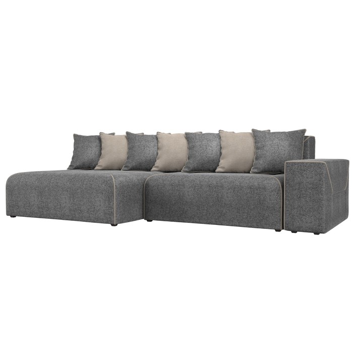 Угловой диван «Кёльн», левый угол, механизм пантограф, рогожка, цвет серый / бежевый