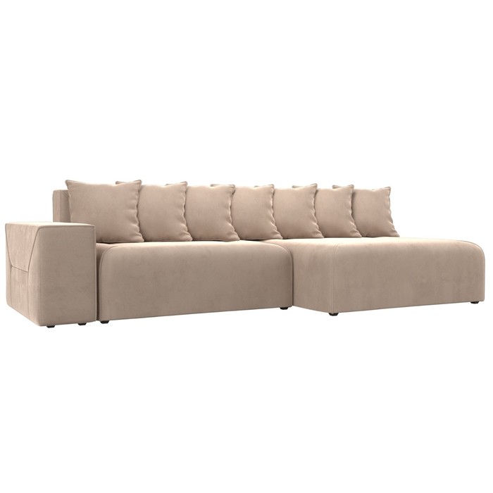Угловой диван «Кёльн», правый угол, механизм пантограф, велюр, цвет бежевый