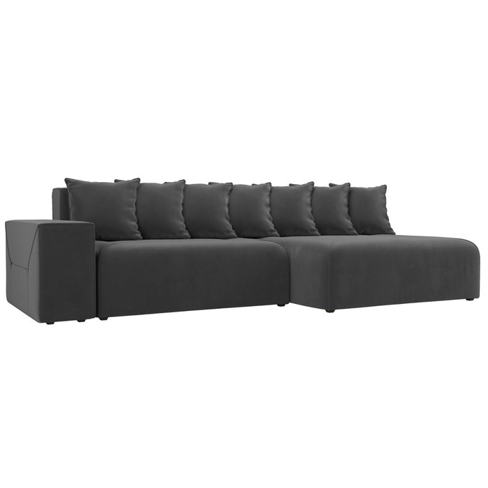 Угловой диван «Кёльн», правый угол, механизм пантограф, велюр, цвет серый